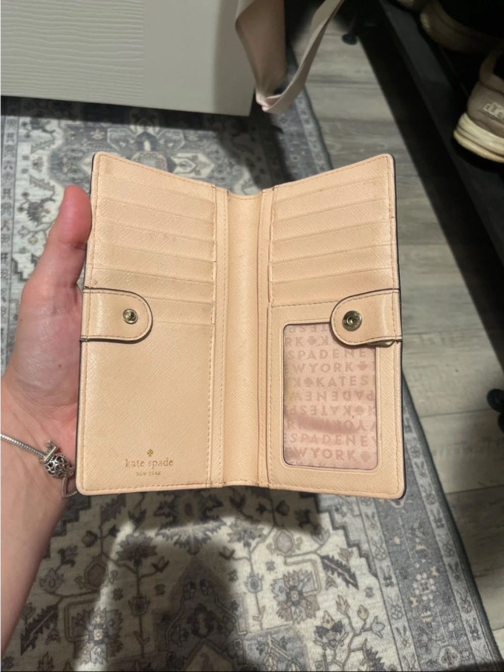 kate spade Blush Pink Saffiano Wallet with Gold Plaque - Picture 2 of 3